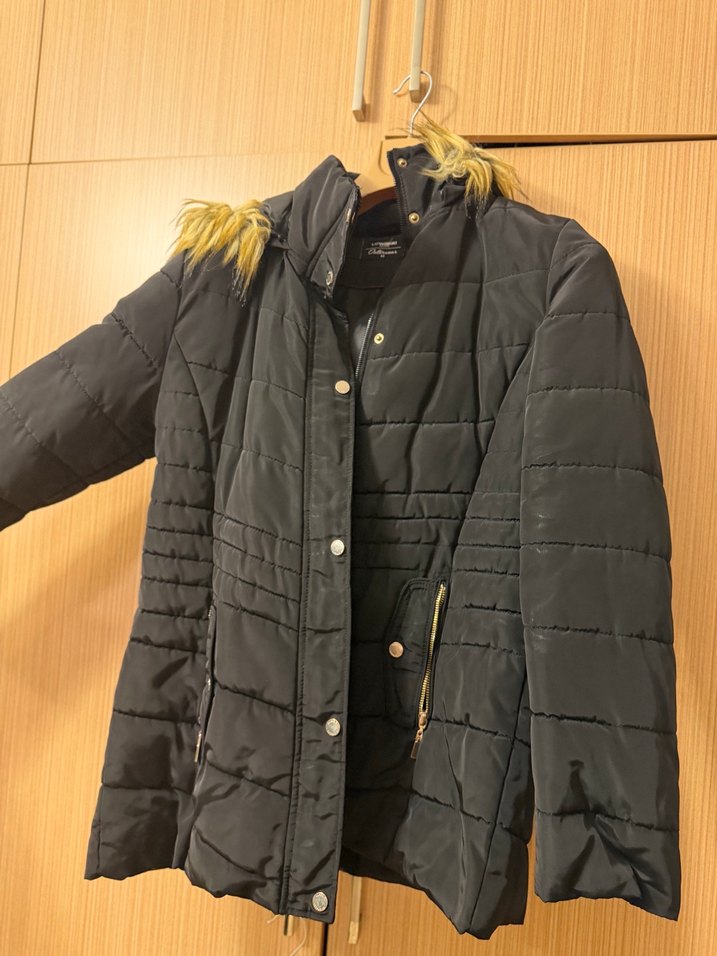 Kürk Detaylı Siyah Kadın Kışlık Ceket - Görsel 2