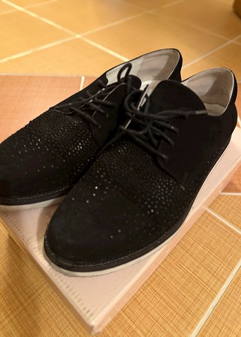 Siyah Süet Kadın Oxford Ayakkabı - Görsel 3