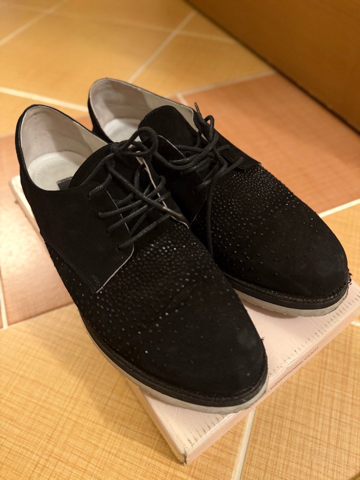 Siyah Süet Kadın Oxford Ayakkabı - Görsel 2