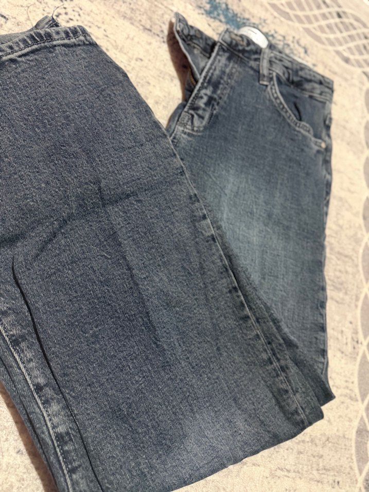 Gri Mavi Kadın Bol Kesim Denim Pantolon - Görsel 2