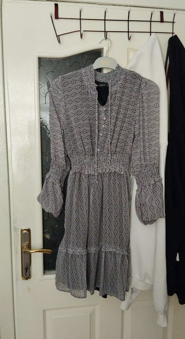 Gri Desenli elbise - Görsel 2