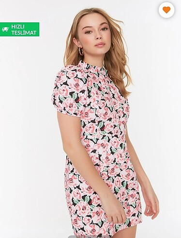 s Beden Çiçekli Mini Elbise