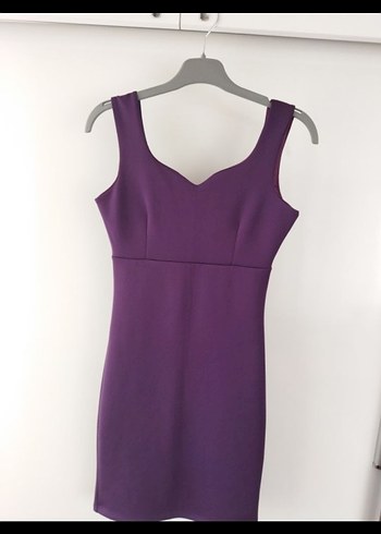 Kadın Mor V Yaka Elbise - Görsel 2