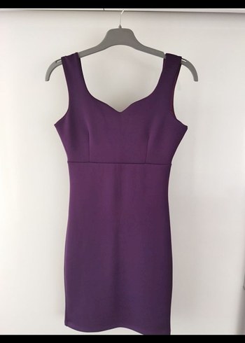 Kadın Mor V Yaka Elbise - Görsel 3