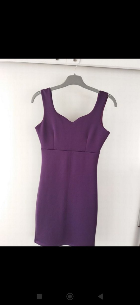 Kadın Mor V Yaka Elbise - Görsel 2