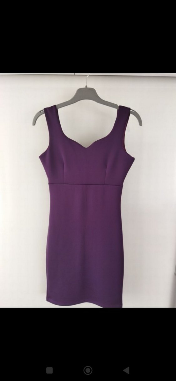 Kadın Mor V Yaka Elbise - Görsel 3