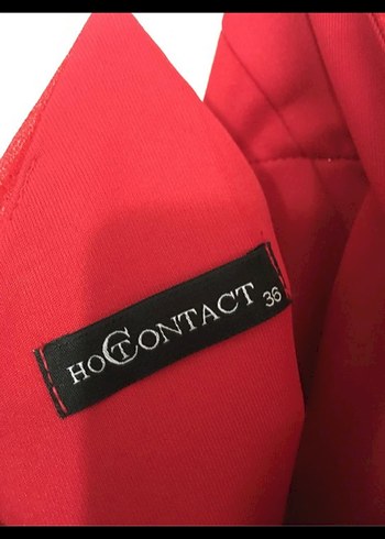 Kırmızı V Yaka Uzun Drapeli Abiye Elbise - Görsel 4