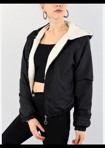 Kadın Siyah mont - Görsel 5