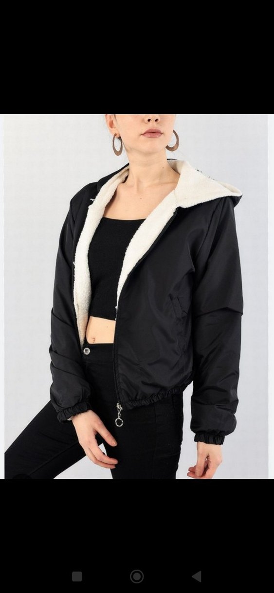 Kadın Siyah mont - Görsel 5