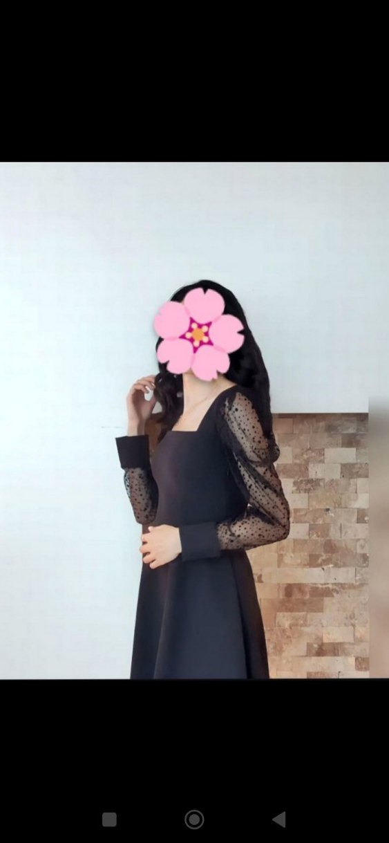 Balon Kollu Siyah Kadın Elbise - Görsel 2