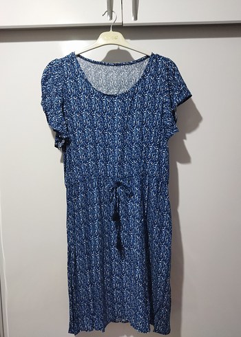 Kısa Kollu Lacivert Batik Desenli Günlük Elbise - Görsel 6