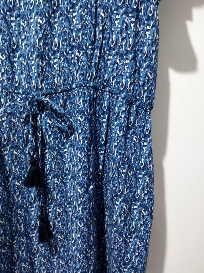 Kısa Kollu Lacivert Batik Desenli Günlük Elbise - Görsel 4