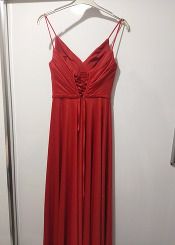 Kırmızı Uzun Abiye Elbise - Görsel 6
