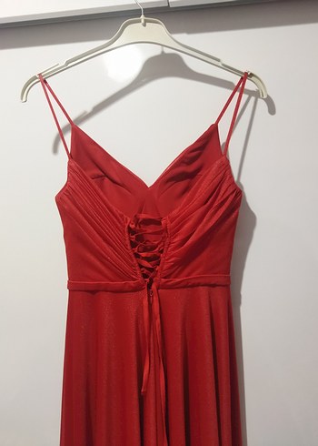 Kırmızı Uzun Abiye Elbise - Görsel 9