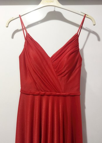 Kırmızı Uzun Abiye Elbise - Görsel 10