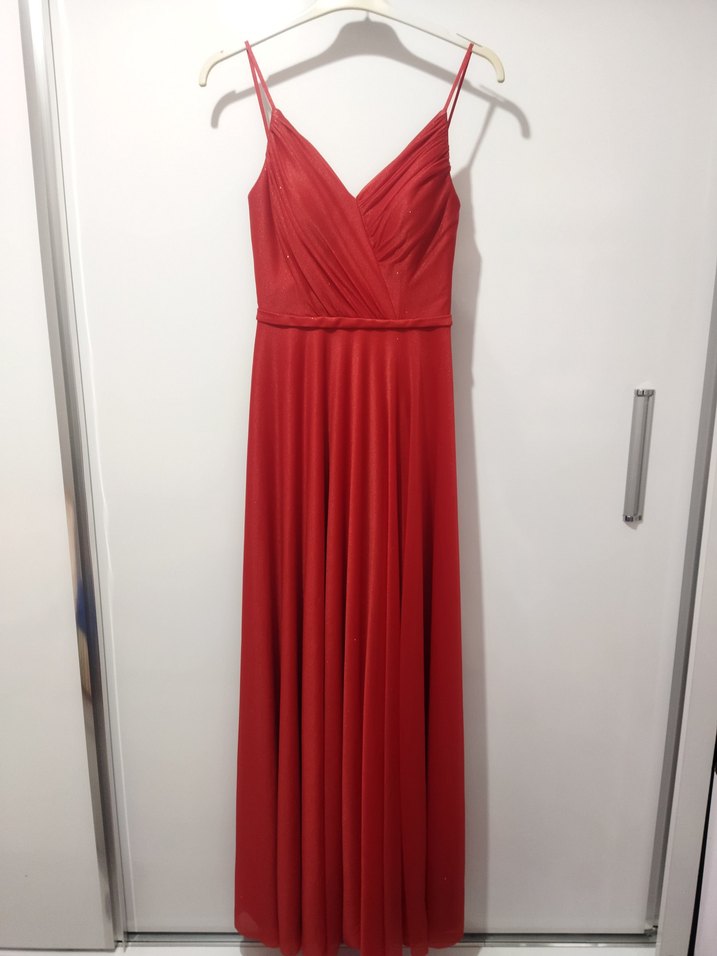 Kırmızı Uzun Abiye Elbise - Görsel 3