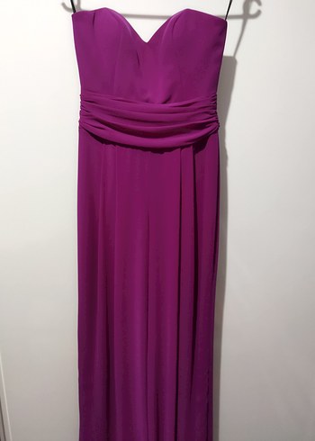 Fuşya Renk Uzun Straplez Kadın Tulum - Görsel 4