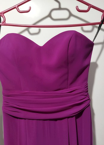 Fuşya Renk Uzun Straplez Kadın Tulum - Görsel 2