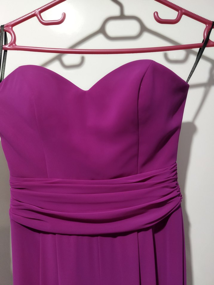 Fuşya Renk Uzun Straplez Kadın Tulum - Görsel 2