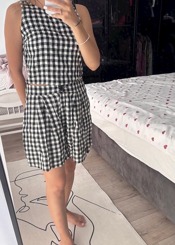 Trendyol & Milla Düğmeli Ekoseli Midi Mini Etek