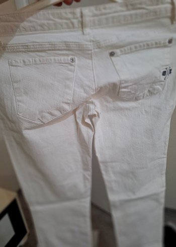 Beyaz Midi Kadın Pamuk Pantolon - Görsel 2