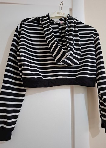 Siyag Çizgili Kapüşonlu Salaş Sweatshirt - Görsel 2