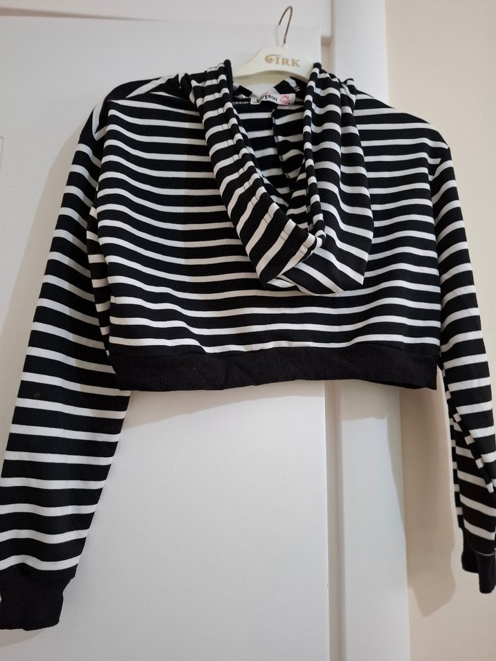 Siyag Çizgili Kapüşonlu Salaş Sweatshirt - Görsel 2