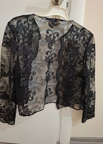 Siyah Nakışlı Dantel Uzun Kollu Bluz - Görsel 2