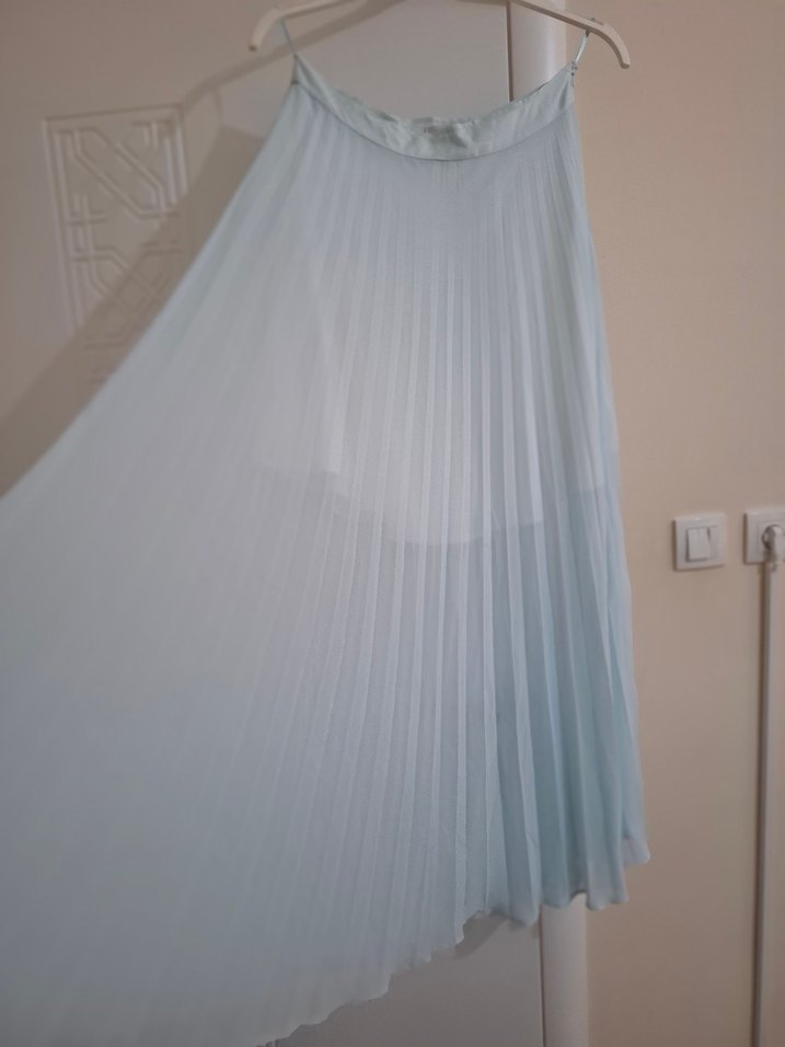 Mavi Pilili Uzun Kadın Etek - Görsel 2