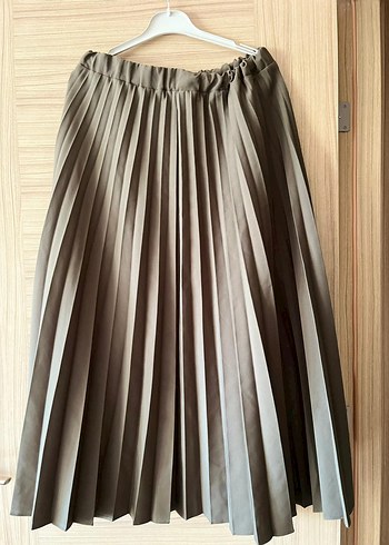 Bej Pilili Midi Kadın Etek - Görsel 2