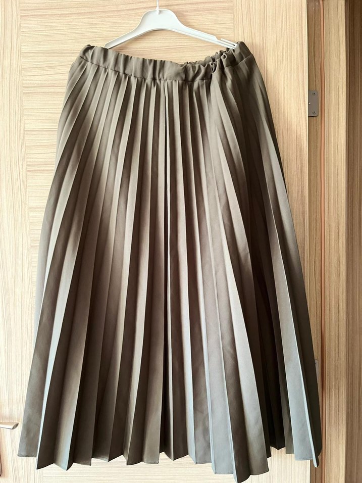 Bej Pilili Midi Kadın Etek - Görsel 2