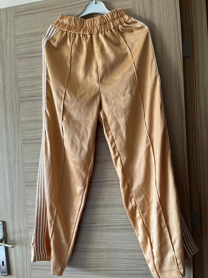 Bej Parlak Pilili Salaş Kadın Eşofman Altı - Görsel 3