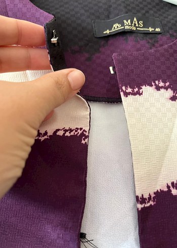 Mor Batik Desenli Uzun Kadın Kaban - Görsel 5