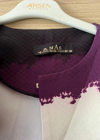 Mor Batik Desenli Uzun Kadın Kaban - Görsel 2