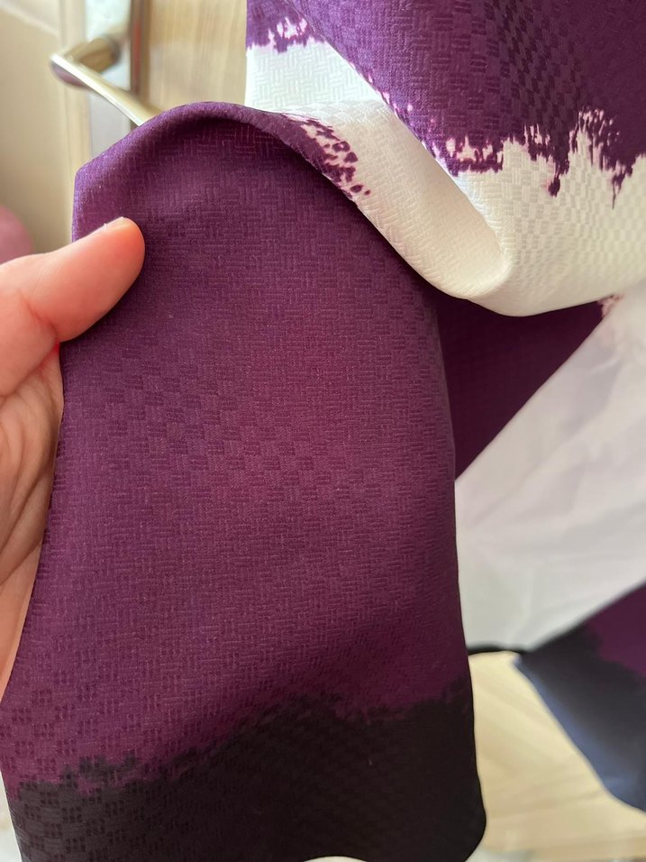 Mor Batik Desenli Uzun Kadın Kaban - Görsel 4