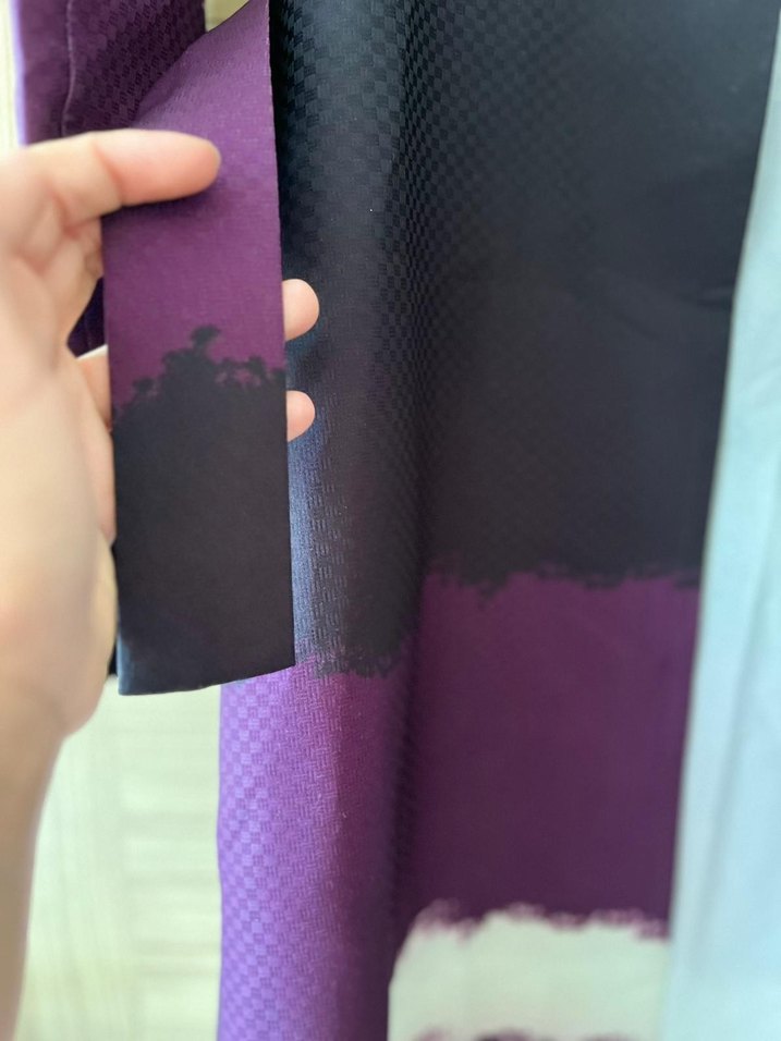 Mor Batik Desenli Uzun Kadın Kaban - Görsel 3