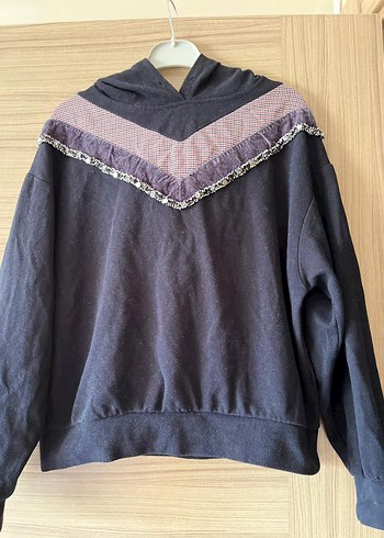 V Yaka Nakışlı Kadın Triko Sweatshirt - Görsel 5