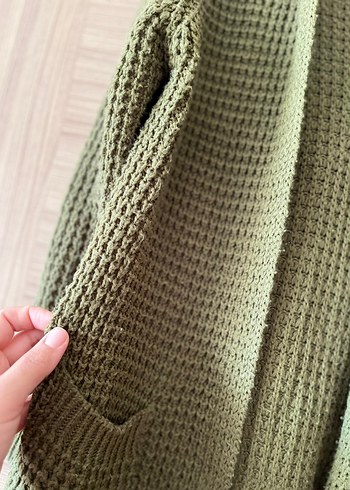 Kadın Haki Örgü Triko Hırka - Görsel 3