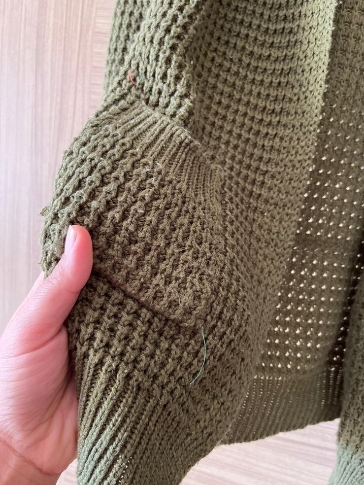 Kadın Haki Örgü Triko Hırka - Görsel 2