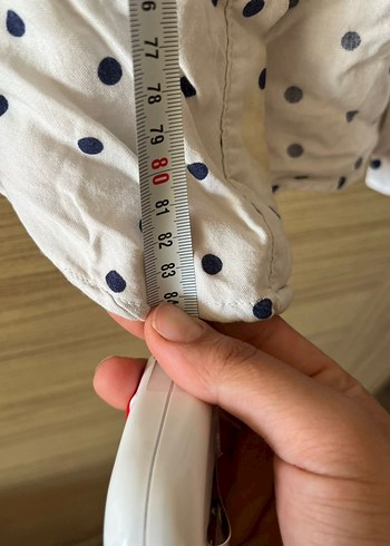 Uzun Kollu Beyaz Puantiyeli Hamile Bluzu - Görsel 4