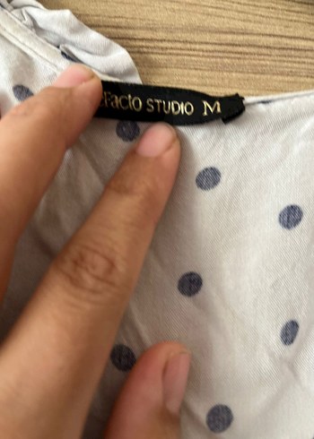 Uzun Kollu Beyaz Puantiyeli Hamile Bluzu - Görsel 2