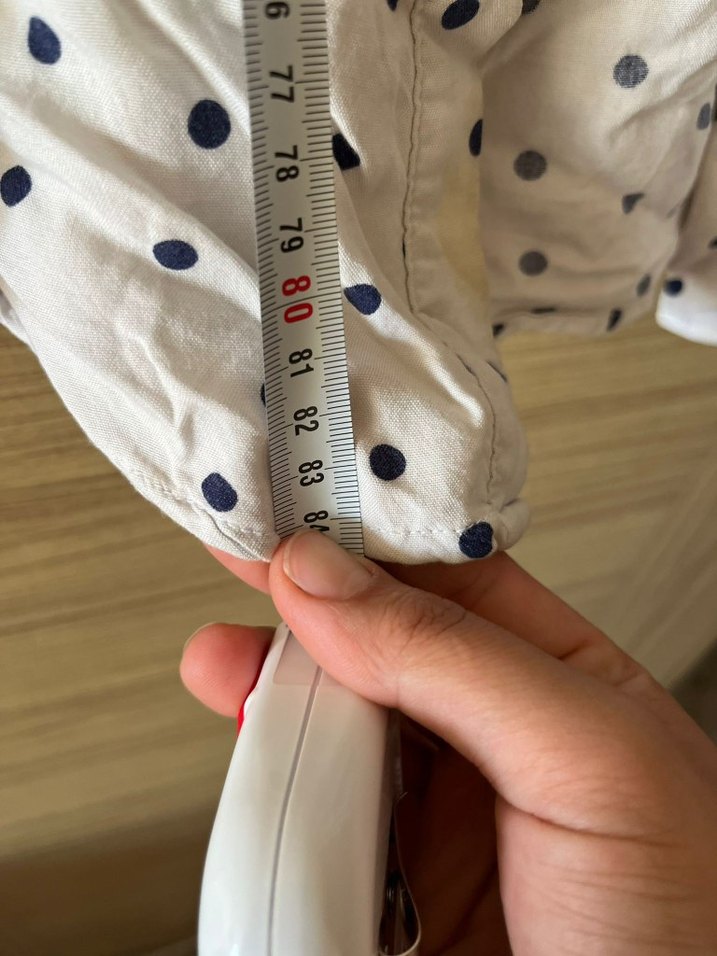 Uzun Kollu Beyaz Puantiyeli Hamile Bluzu - Görsel 4