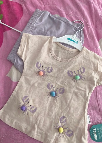 Kız Çocuk Düğmeli Kısa Kollu Pamuklu Tişört - Görsel 6