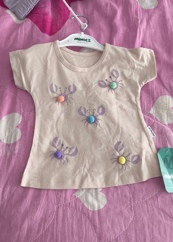 Kız Çocuk Düğmeli Kısa Kollu Pamuklu Tişört - Görsel 4