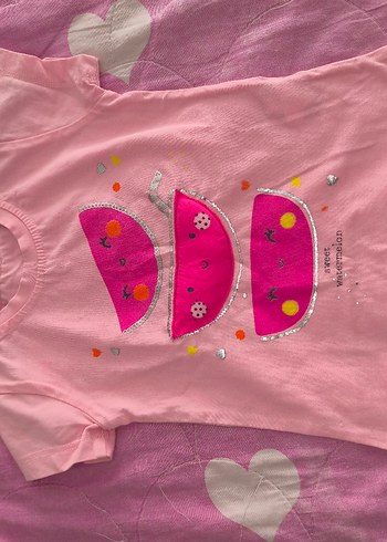 Kız Çocuk Düğmeli Kısa Kollu Pamuklu Tişört - Görsel 16