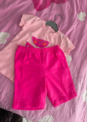 Kız Çocuk Düğmeli Kısa Kollu Pamuklu Tişört - Görsel 12