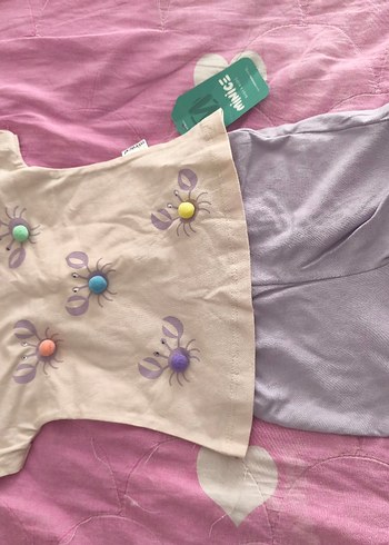 Kız Çocuk Düğmeli Kısa Kollu Pamuklu Tişört - Görsel 7