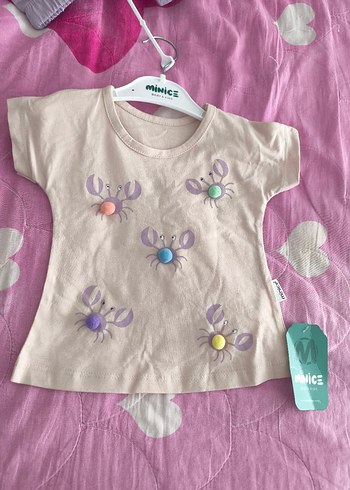 Kız Çocuk Düğmeli Kısa Kollu Pamuklu Tişört - Görsel 3