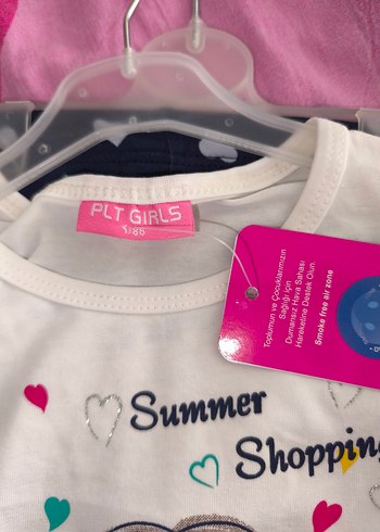 Kız Çocuk Düğmeli Kısa Kollu Pamuklu Tişört - Görsel 13