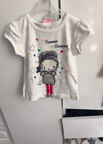 Kız Çocuk Düğmeli Kısa Kollu Pamuklu Tişört - Görsel 19